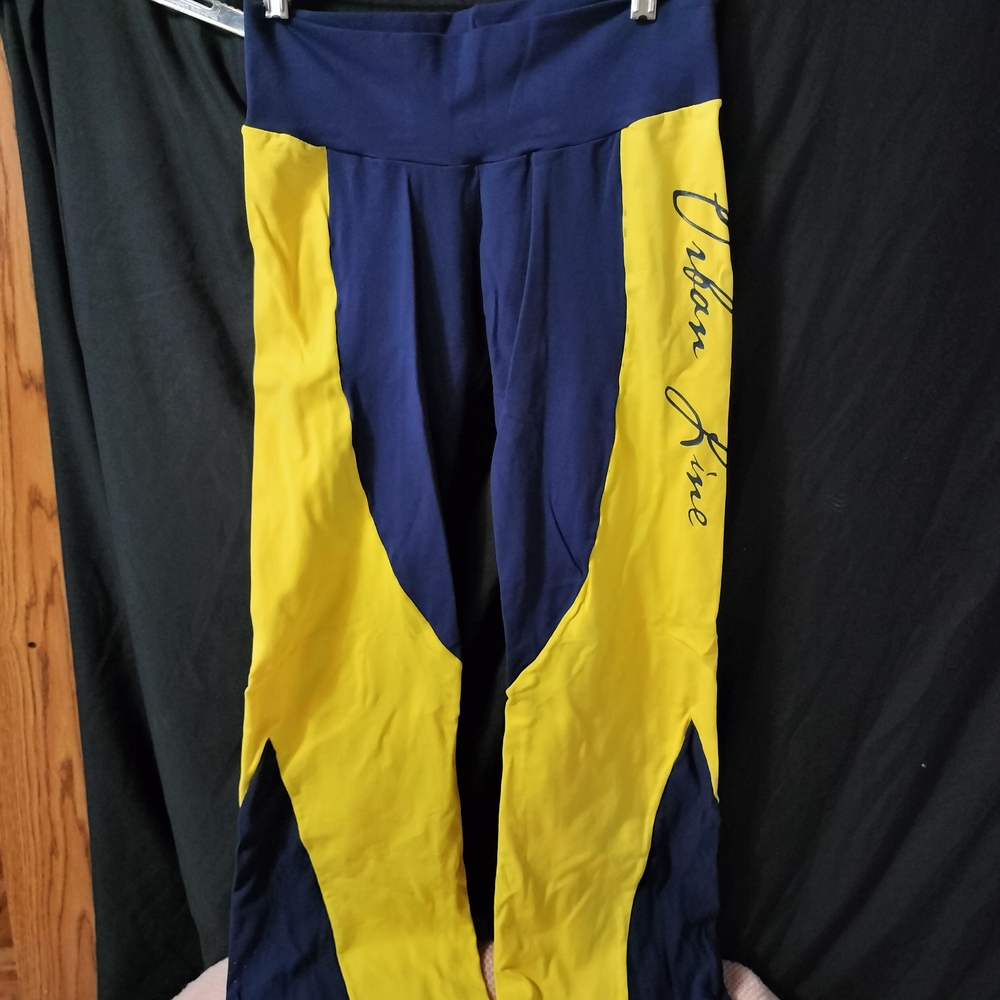 Vibrant Yellow and Blue Exercise Yoga Pants Urban Line New